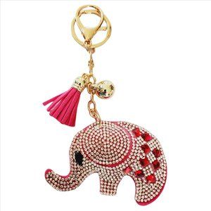 Cute Elephant Puffy Rhinestone Purse Charm Key Chain